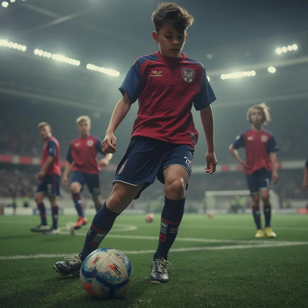 Jeune gardien de but à l'entraînement